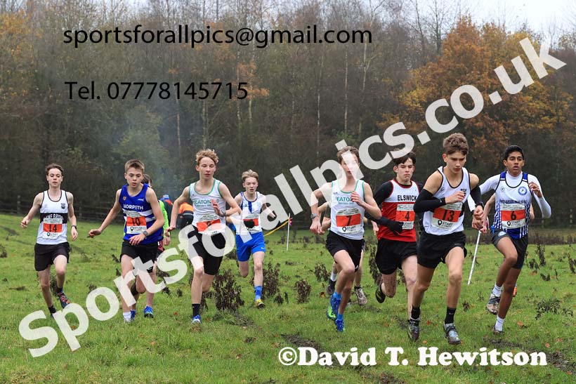 Boys under-15s 2023 NECAA Cross Country Relays, Thornley Hall Farm, Peterlee, County Durham. Photo: David T. Hewitson/Sports for All Pics